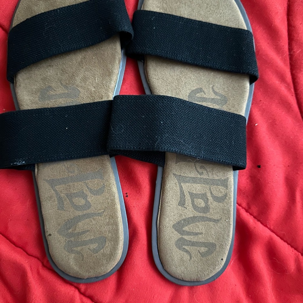 Black Double Elastic Strap Sandals